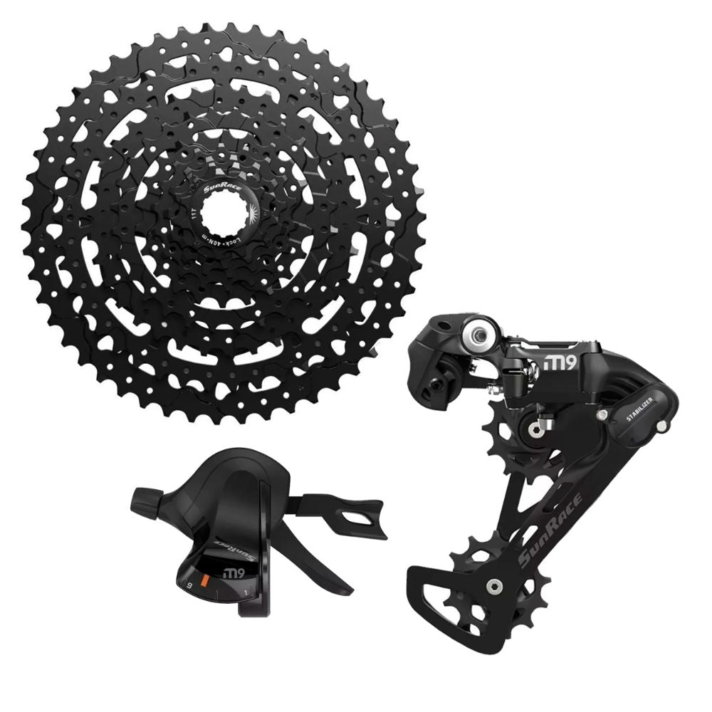 KIT UPGRADE SUN RACE 9V CAMBIO, ALAVANCA E CASSETE 11/50D - PRETO