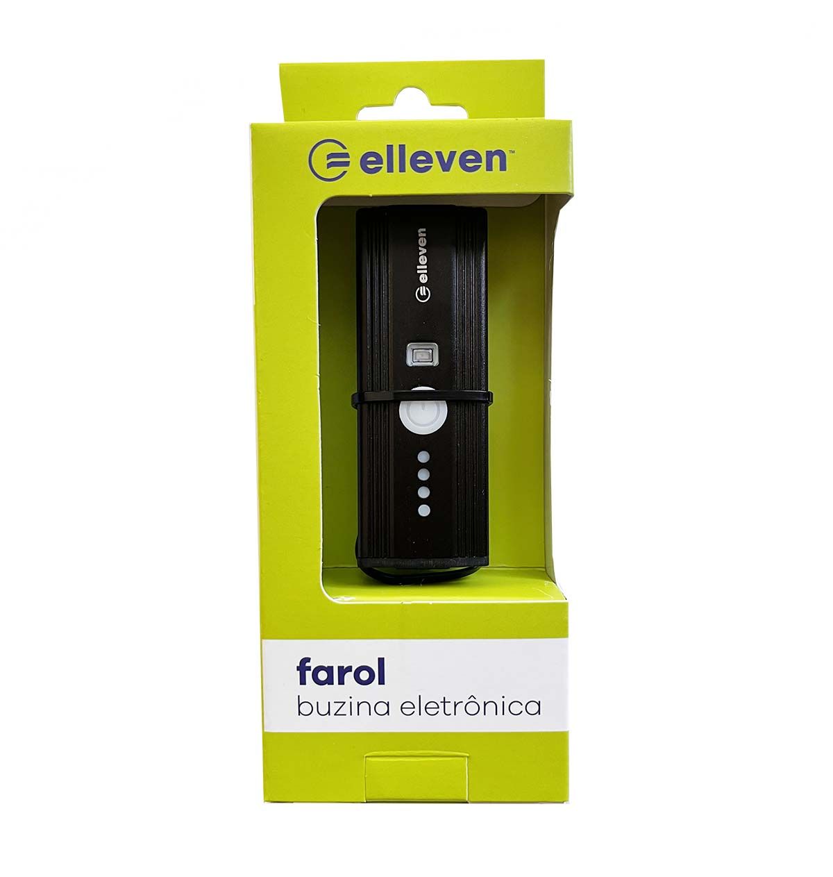 FAROL ELLEVEN C/ SENSOR E BUZINA ELETRÔNICA 350 LUMENS USB - PRETO
