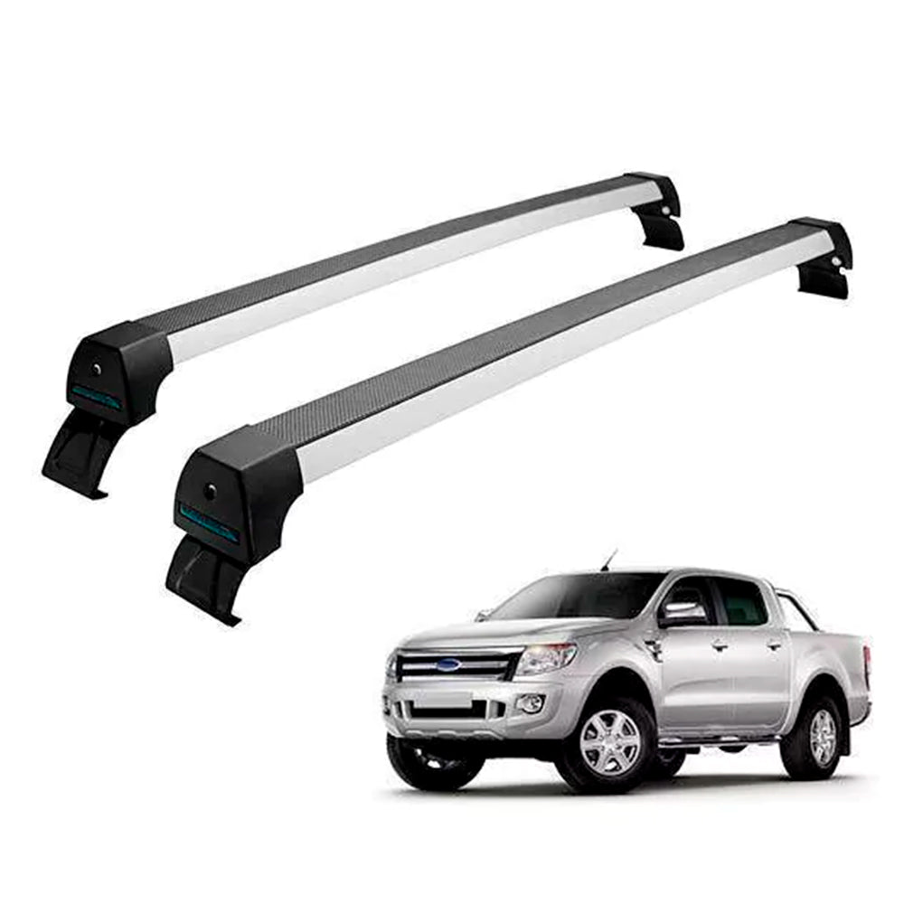 RACK LONG LIFE SPORT ALUM. PRATA P/ FORD RANGER CABINE DUPLA - A PARTIR DE 2013 (ARan)
