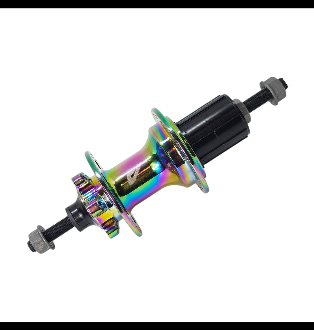 CUBO TRASEIRO VELOFORCE BARULHENTO 12V 10X135MM 36 FUROS EIXO MACIÇO RAINBOW