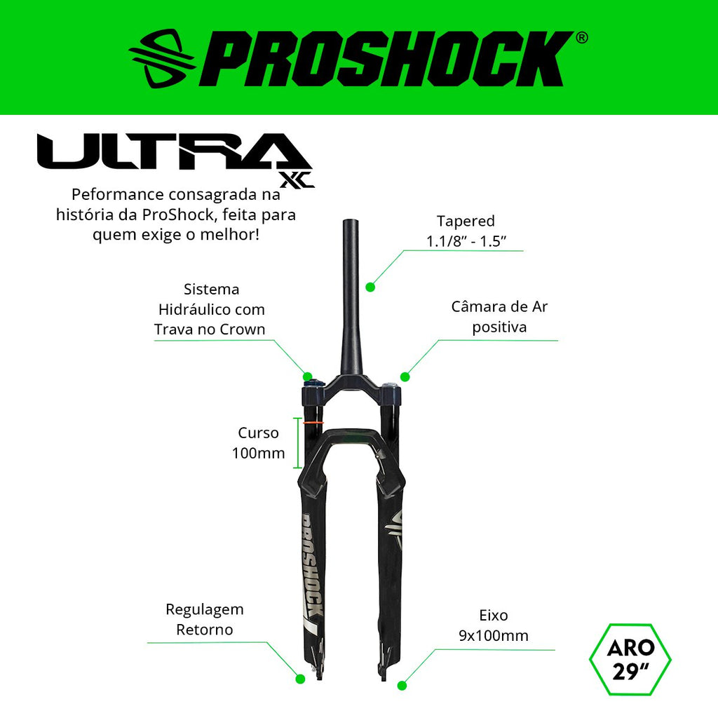 SUSPENSÃO ULTRA XC TRAVA NO CROWN SPIDER ARO 29 EIXO 9X100 PRETA BRILHANTE