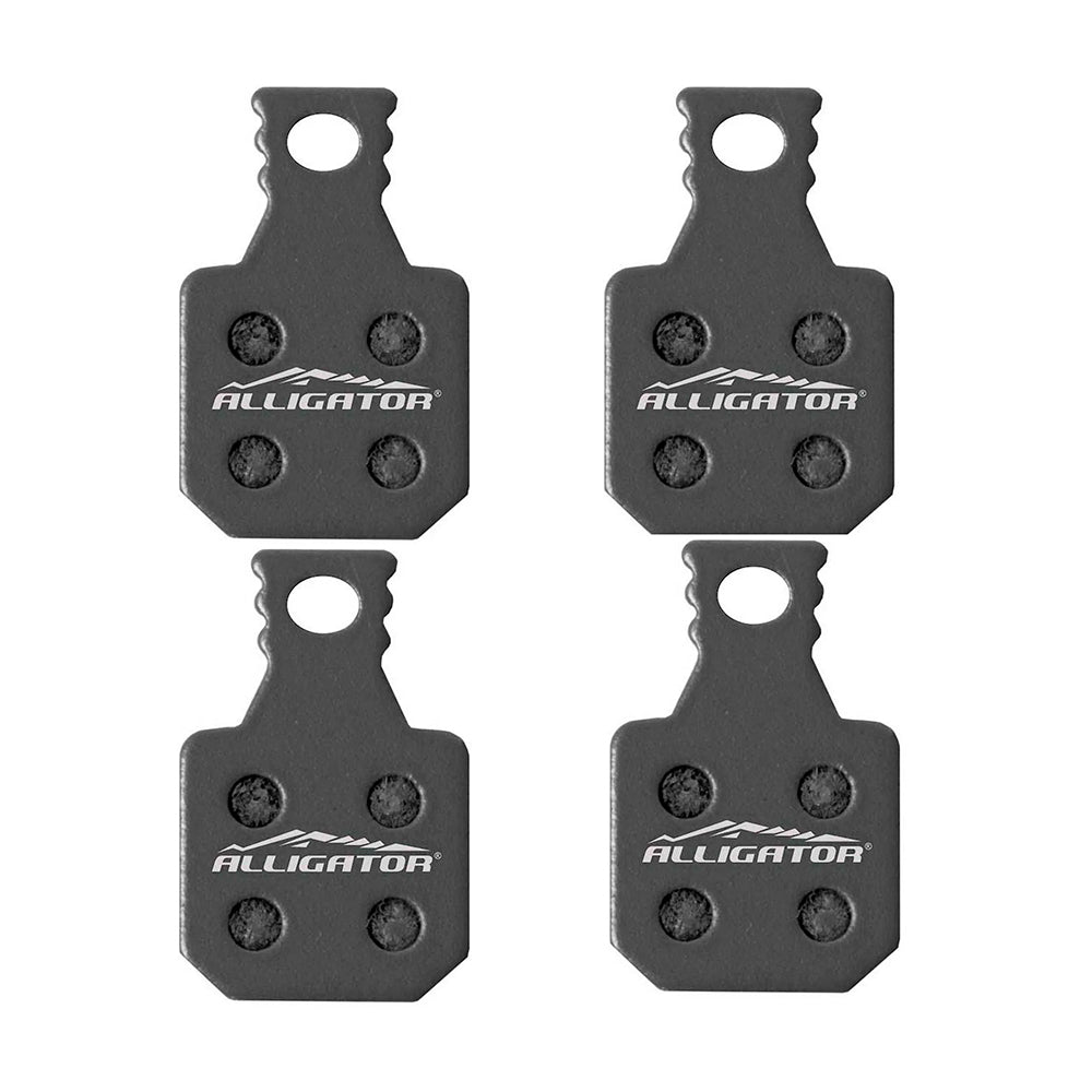 PASTILHA FREIO DISCO ALLIGATOR SEMI METÁLICA P/ FREIO A DISCO MAGURA 4 PISTÕES MT5, MT7 E MT5E, C/ MOLA (PAR) - PRETO