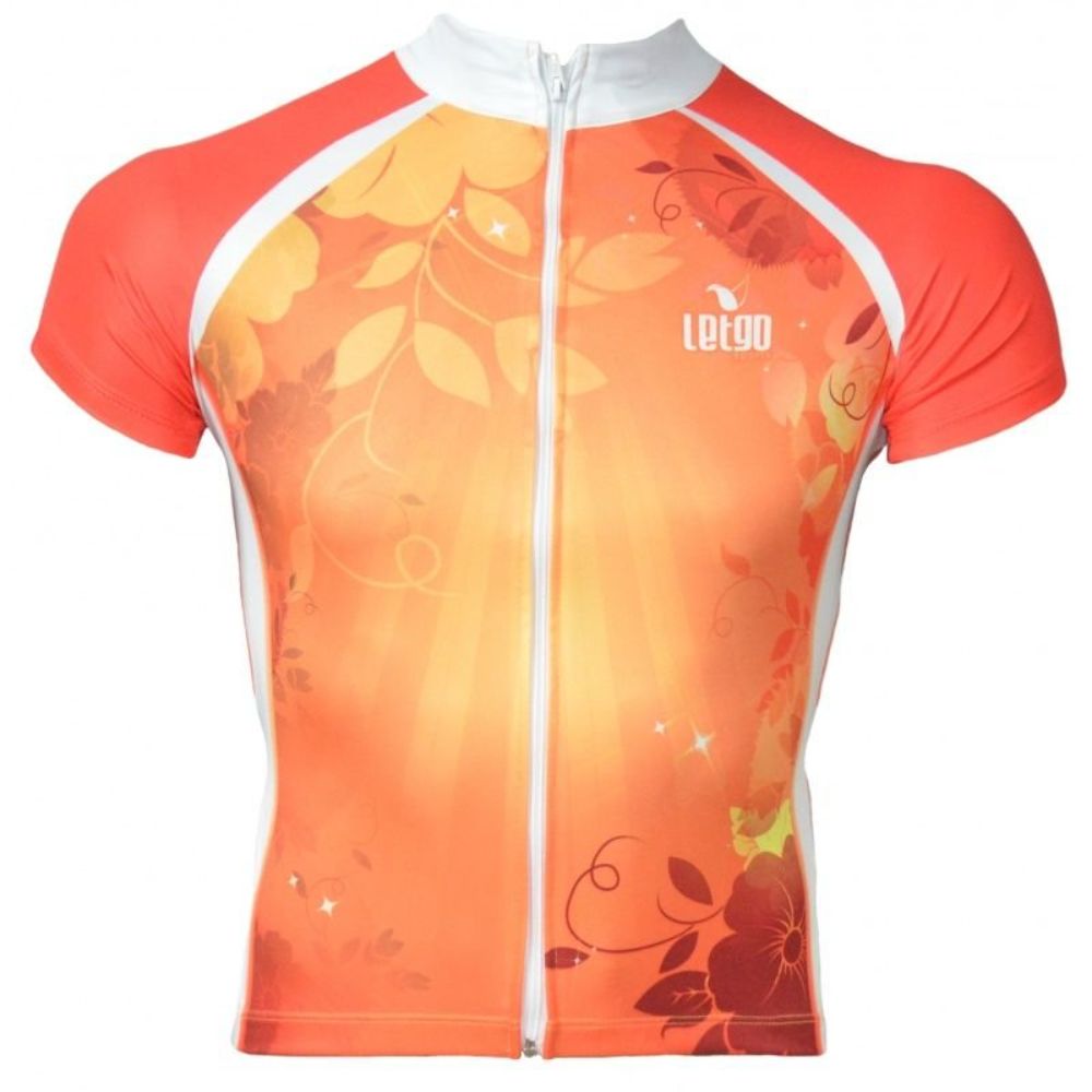 CAMISA CICLISMO LET GO FLORES - LARANJA - PP