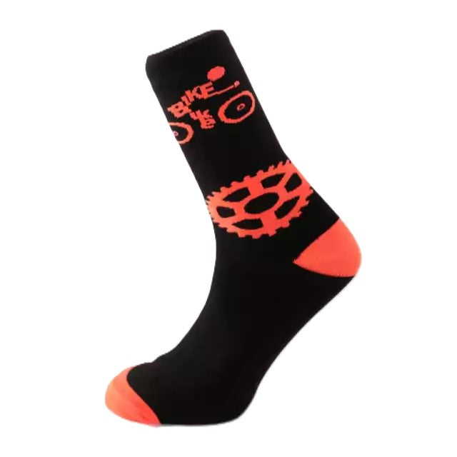 MEIA 36/38 CANO MEDIO PARTENZA PRETO/LARANJA BIKE
