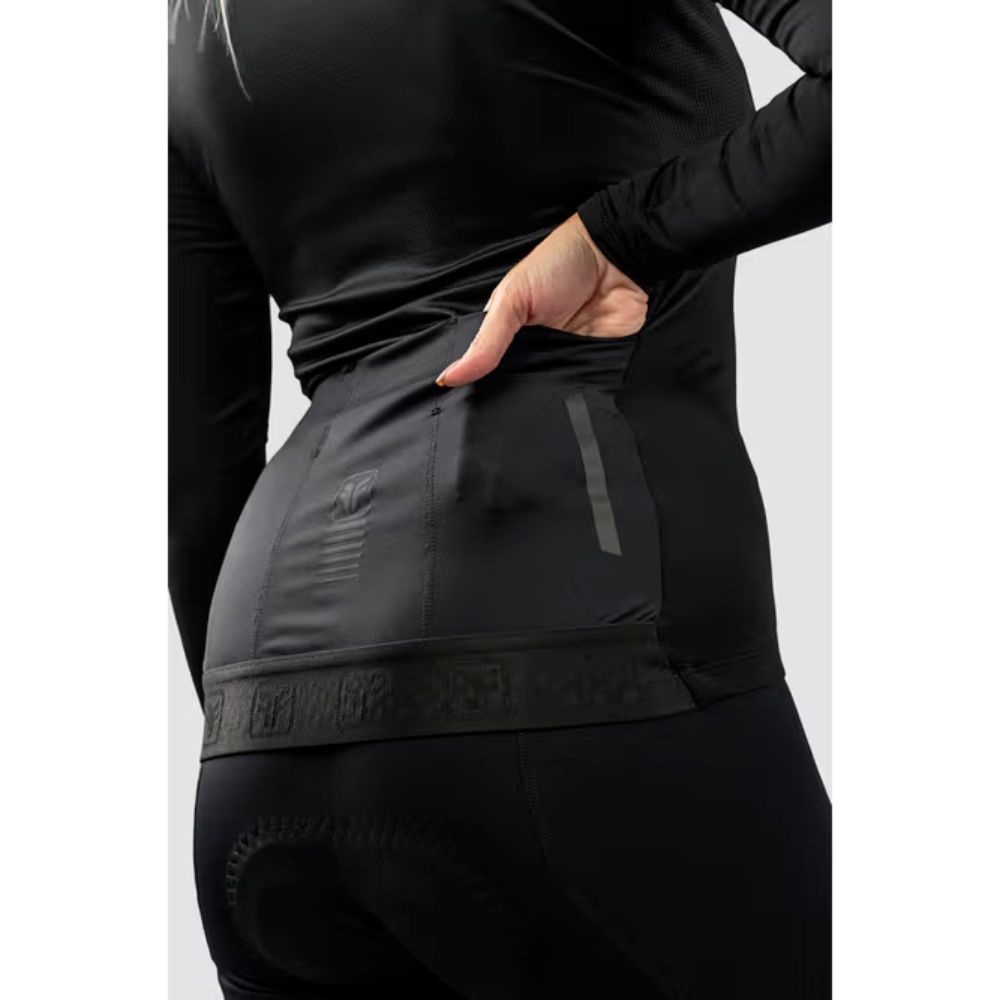 Camisa Ciclismo Free Force Feminina Start Manga Longa Black Peluciada