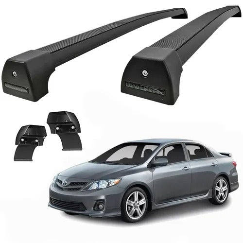 RACK DE TETO LONG LIFE SPORT ALUM. P/ TOYOTA COROLLA 2009-2014 (PCr9) - PRETO