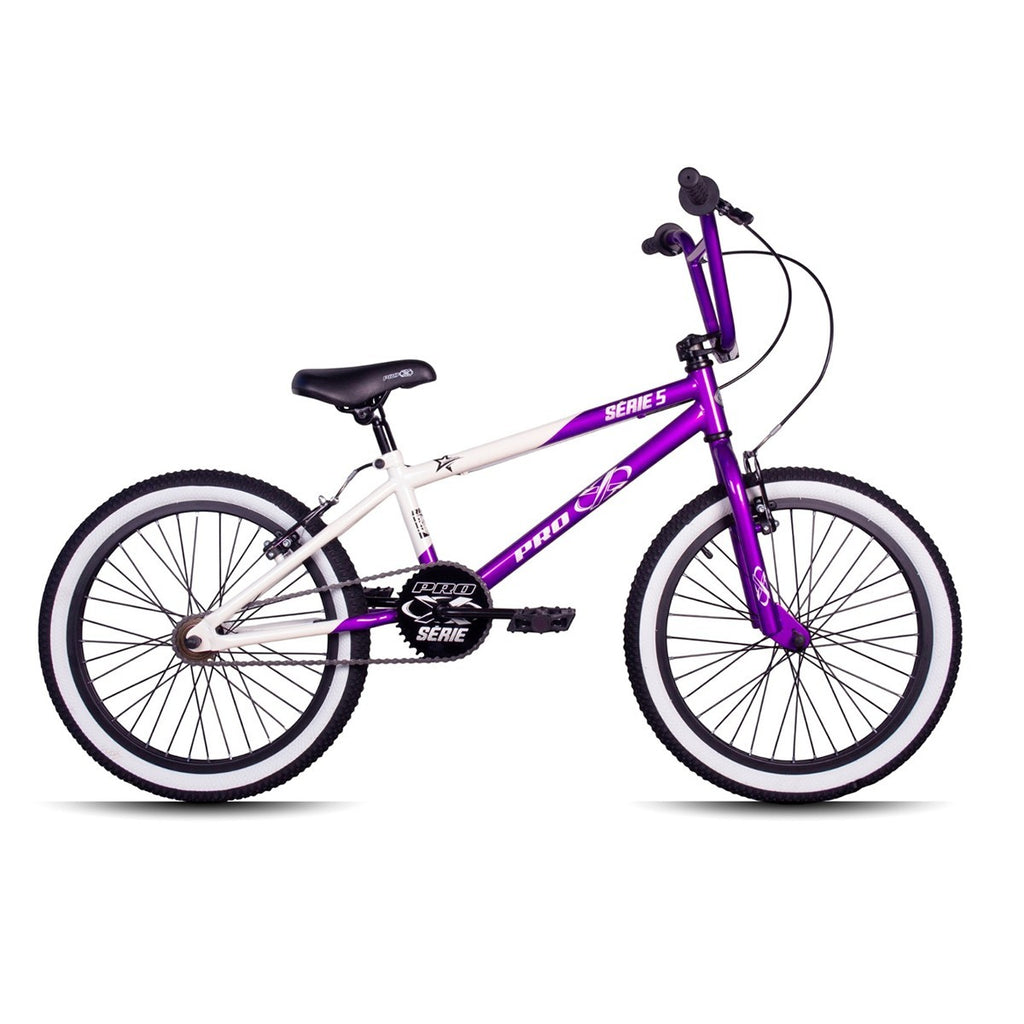 BICICLETA ARO 20 AÇO BMX SERIE 5 LIMITED ROXO MET/BRANCO