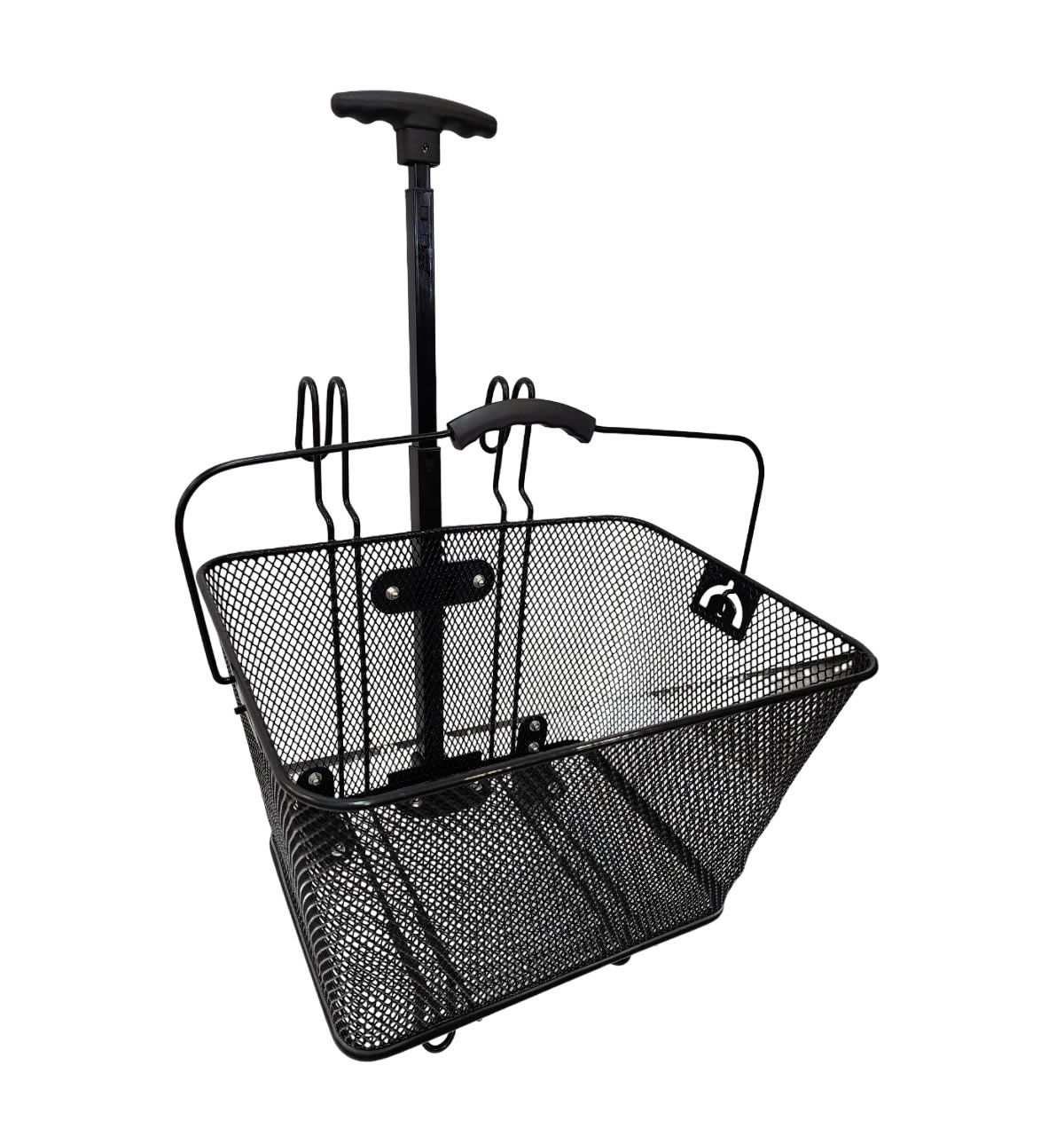 CESTA ARAMADA ELLEVEN CARRINHO 2 EM 1 40X30X22CM COM ALÇA - PRETO