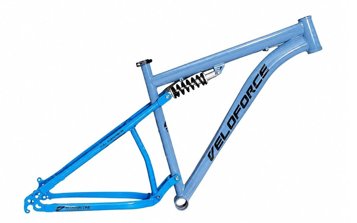QUADRO ARO 29 VELOFORCE TERRAIN ONE FULL SUSPENSION AÇO T17 AZUL/CINZA