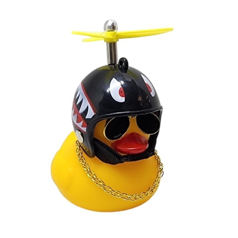 BUZINA SILICONE PATO COM CAPACETE PRETO TUBARÃO