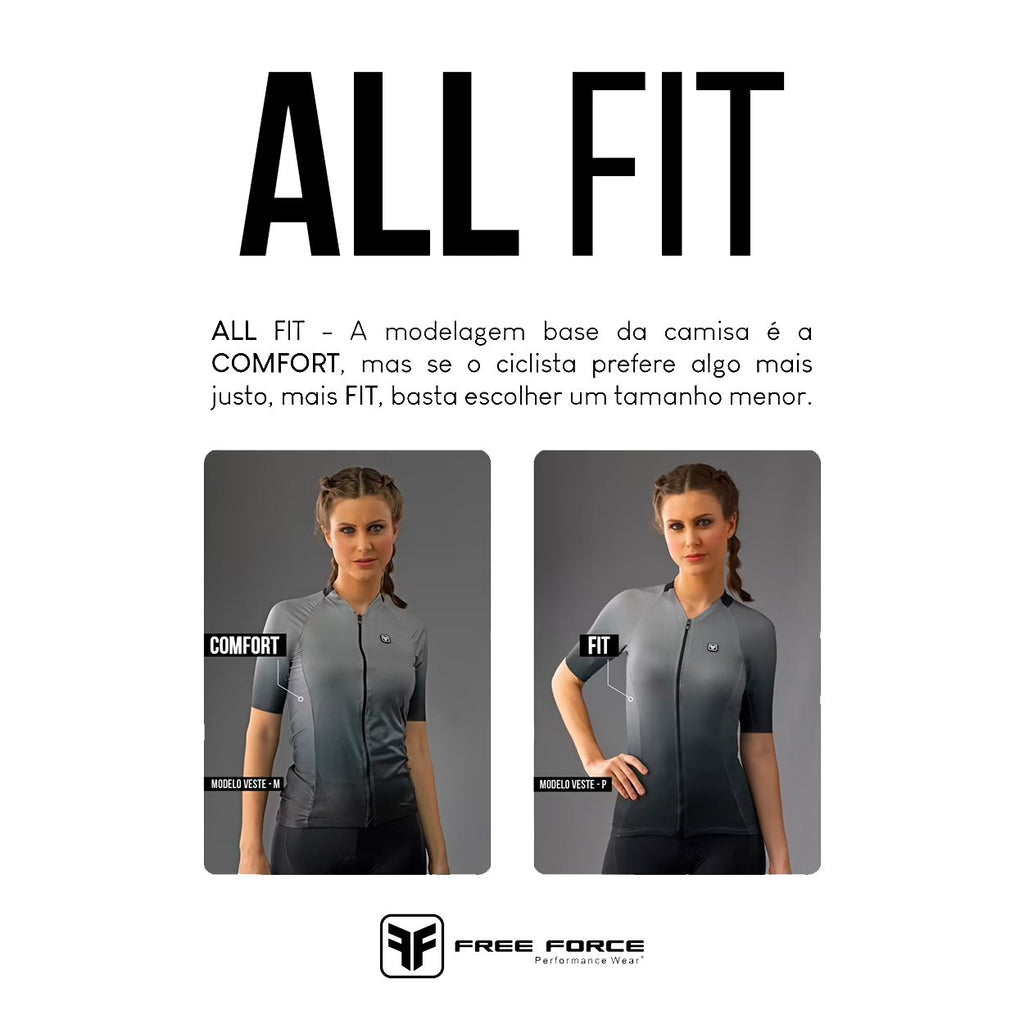 Camisa Ciclismo Free Force Start All Fit Feminina - Rosa/Azul - P