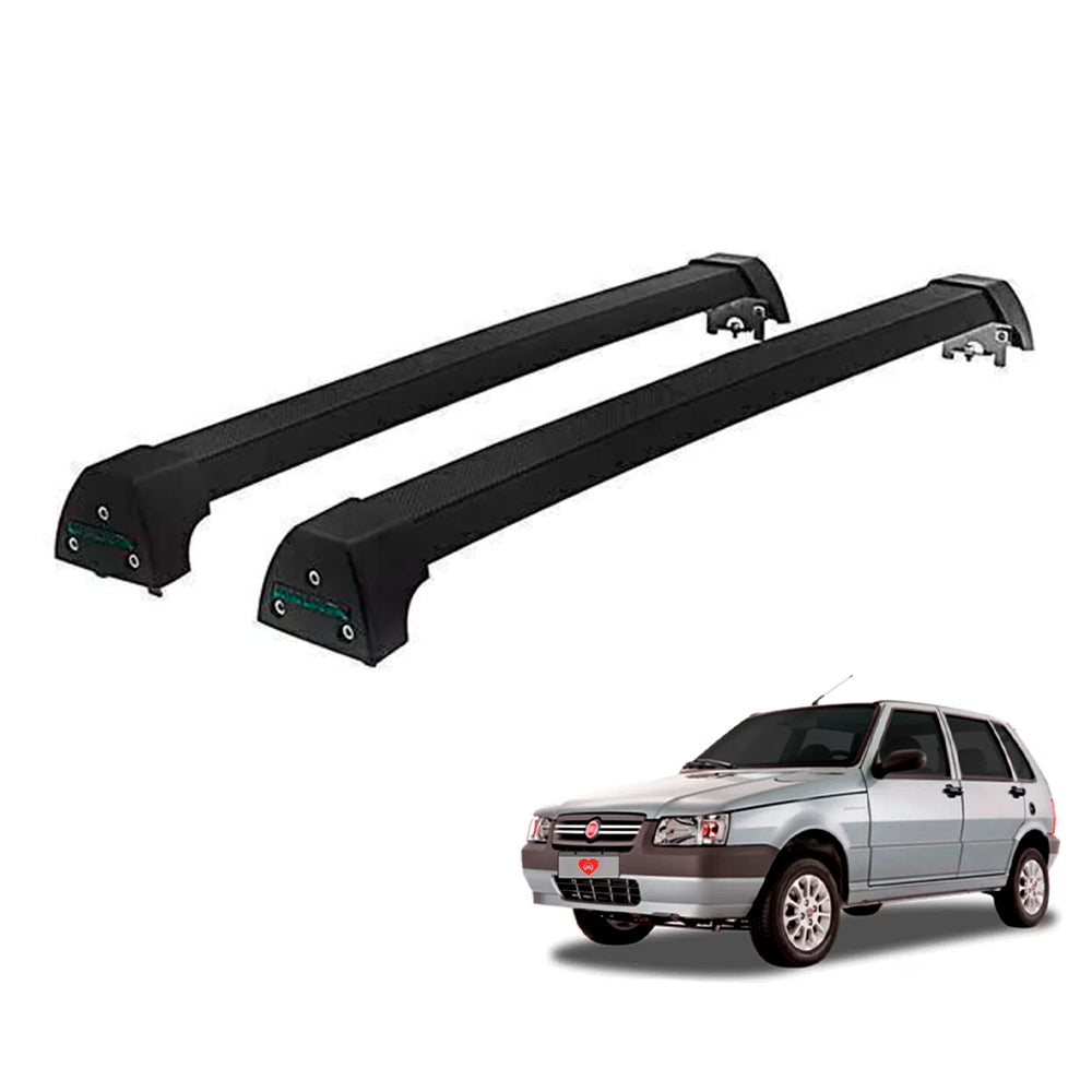 RACK LONG LIFE SPORT ALUM. PRETO P/ FIAT UNO MILLE S/ LONG - 4 PORTAS ATÉ 2010 (PF-4) - PRETO