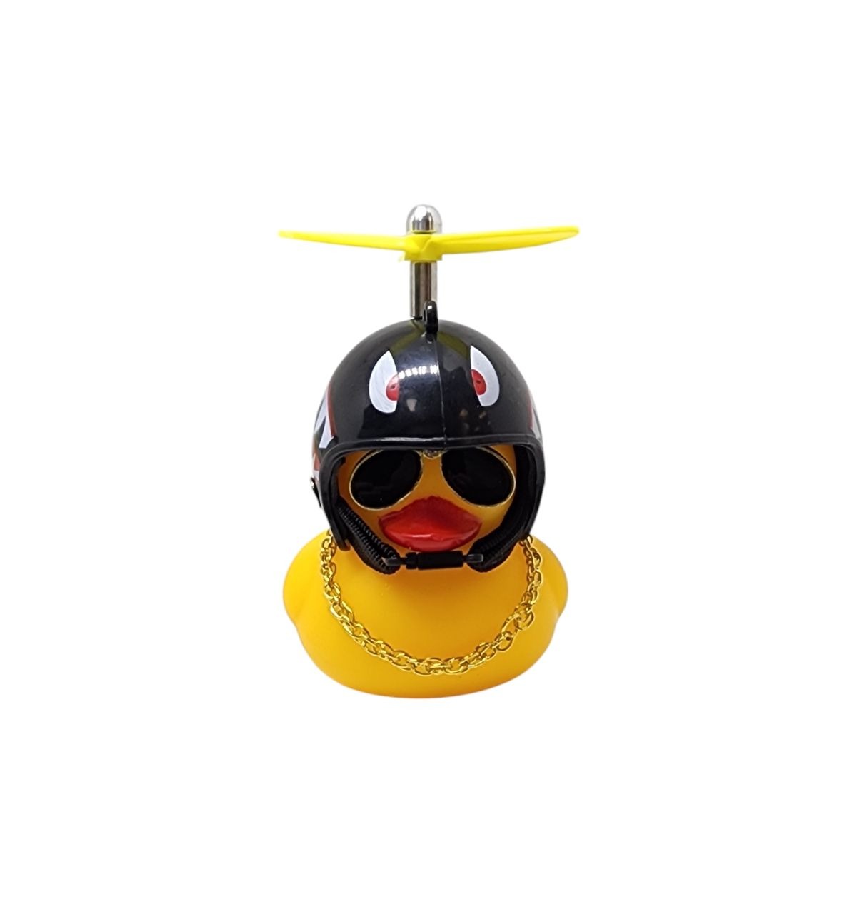 BUZINA SILICONE PATO COM CAPACETE PRETO TUBARÃO