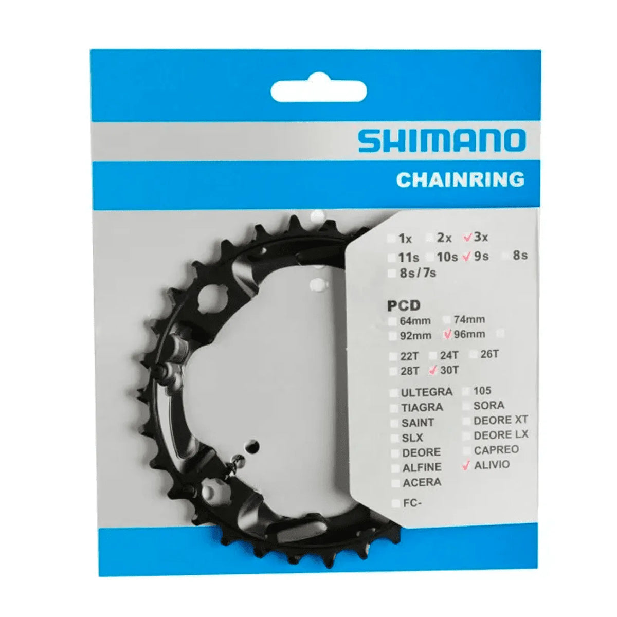 COROA 30D SHIMANO ALIVIO M4000 9V (BCD 96MM) - PRETO