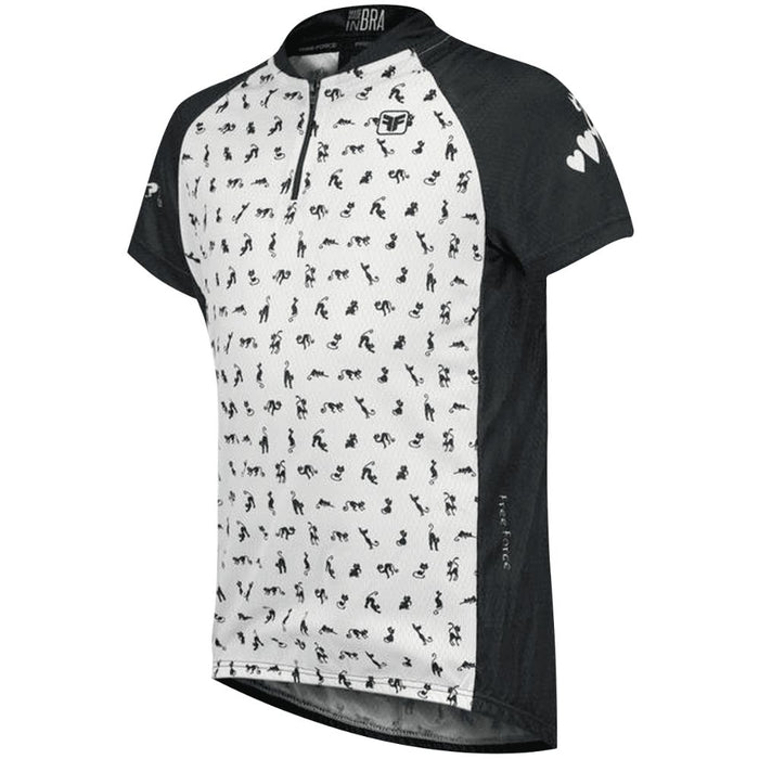 CAMISA CICLISMO FREE FORCE CATS FEMININA - BRANCO/PRETO / 6 Anos