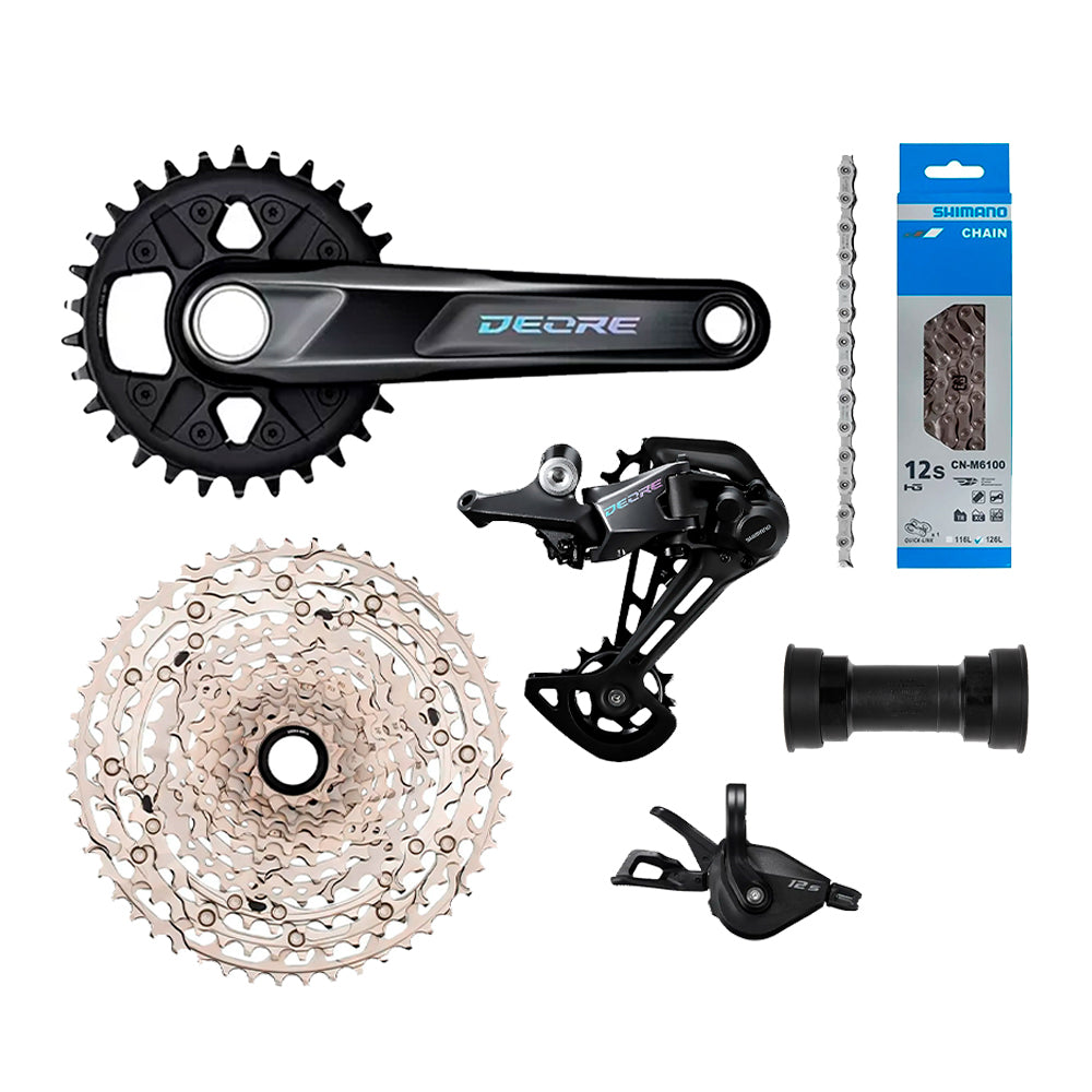 KIT TRANSMISSÃO SHIMANO DEORE M6100 SINGLE C/ MOV. CENTRAL BB-MT500-PA 1X12V