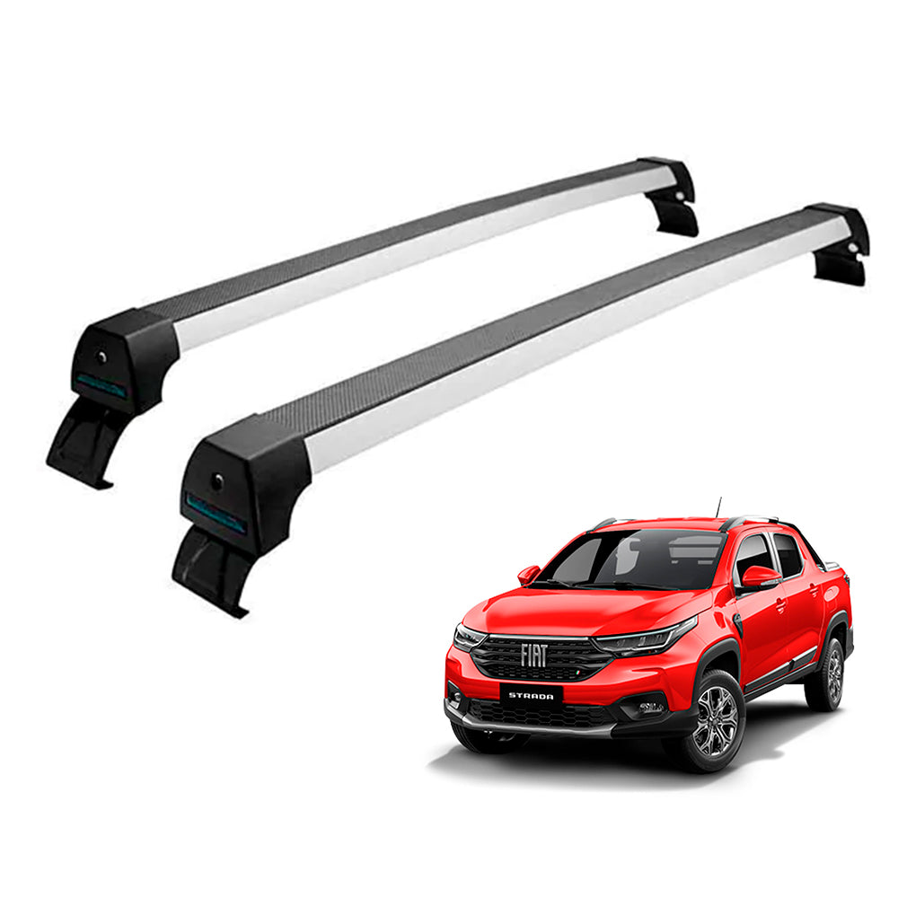 RACK LONG LIFE SPORT ALUM. PRATA P/ FIAT STRADA CABINE DUPLA S/ LONGARINA (ASTD-4) - PRATA