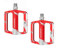 PEDAL 9/16 ROCKBROS PLATAFORMA ALUM ROLAMENTADO C/ 6 PINOS - VERMELHO/BRANCO