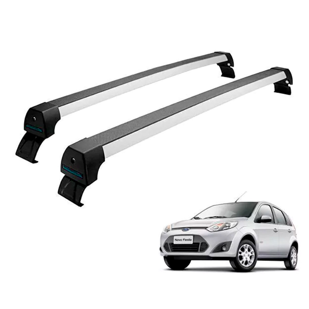 RACK LONG LIFE SPORT ALUM. PRATA P/ FORD FIESTA HATCH - 2003 À 2014 BAIANO (AFHS) - PRATA