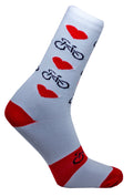 MEIA 36/38 CANO MEDIO PARTENZA BRANCO/VERMELHO CORAÇÃO BIKE