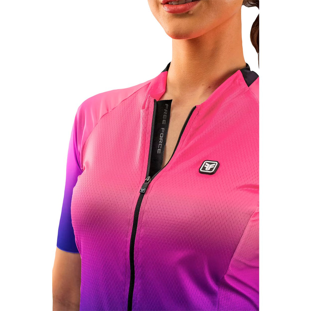 CAMISA CICLISMO FREE FORCE START ALL FIT FEMININA - ROSA/AZUL - M