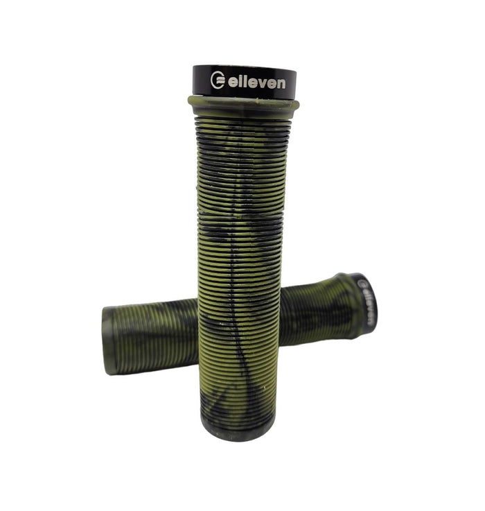 MANOPLA ELLEVEN MTB BORRACHA CAMUFLADA COM TRAVA 130MM - PRETO/VERDE