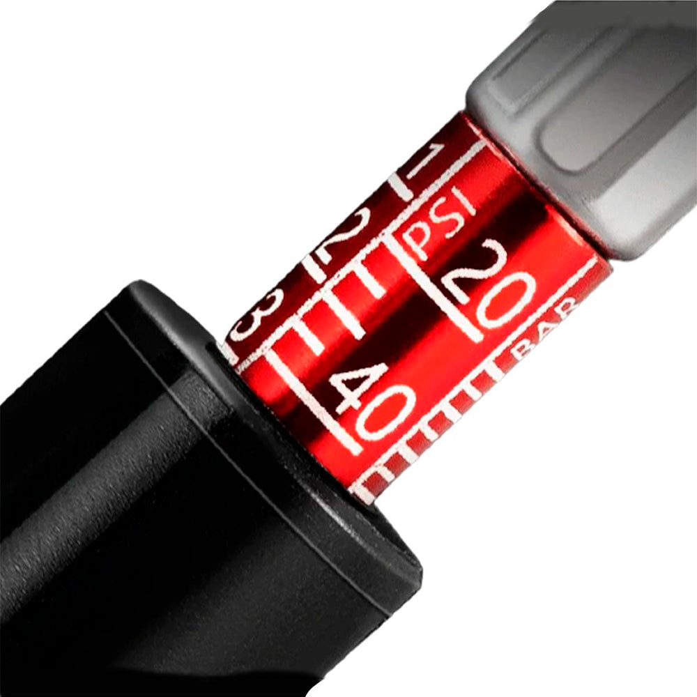 BOMBA ROCKBROS PREMIUM C/ MANÔMETRO INTERNO E MANGUEIRA MULTI VALVULA (220PSI) - PRETO/VERMELHO