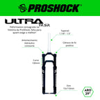 SUSPENSÃO ULTRA TR SR ARIETE ARO 29 TUBO TAPERED EIXO 15X110 PRETA BRILHANTE