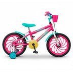 BICICLETA ARO 16 MARCHETTI ZOE AÇO ROSA/BRANCO/VERDE