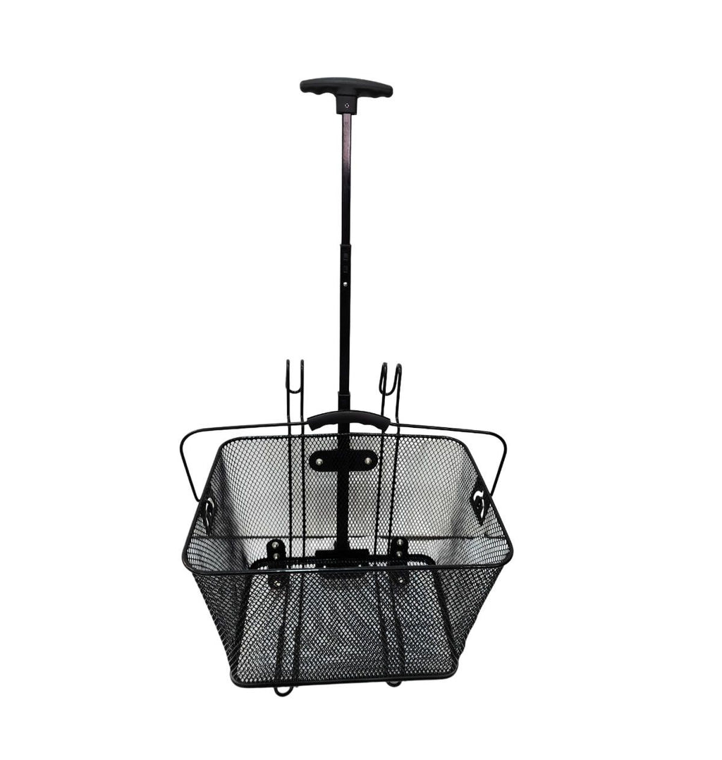CESTA ARAMADA ELLEVEN CARRINHO 2 EM 1 40X30X22CM COM ALÇA - PRETO