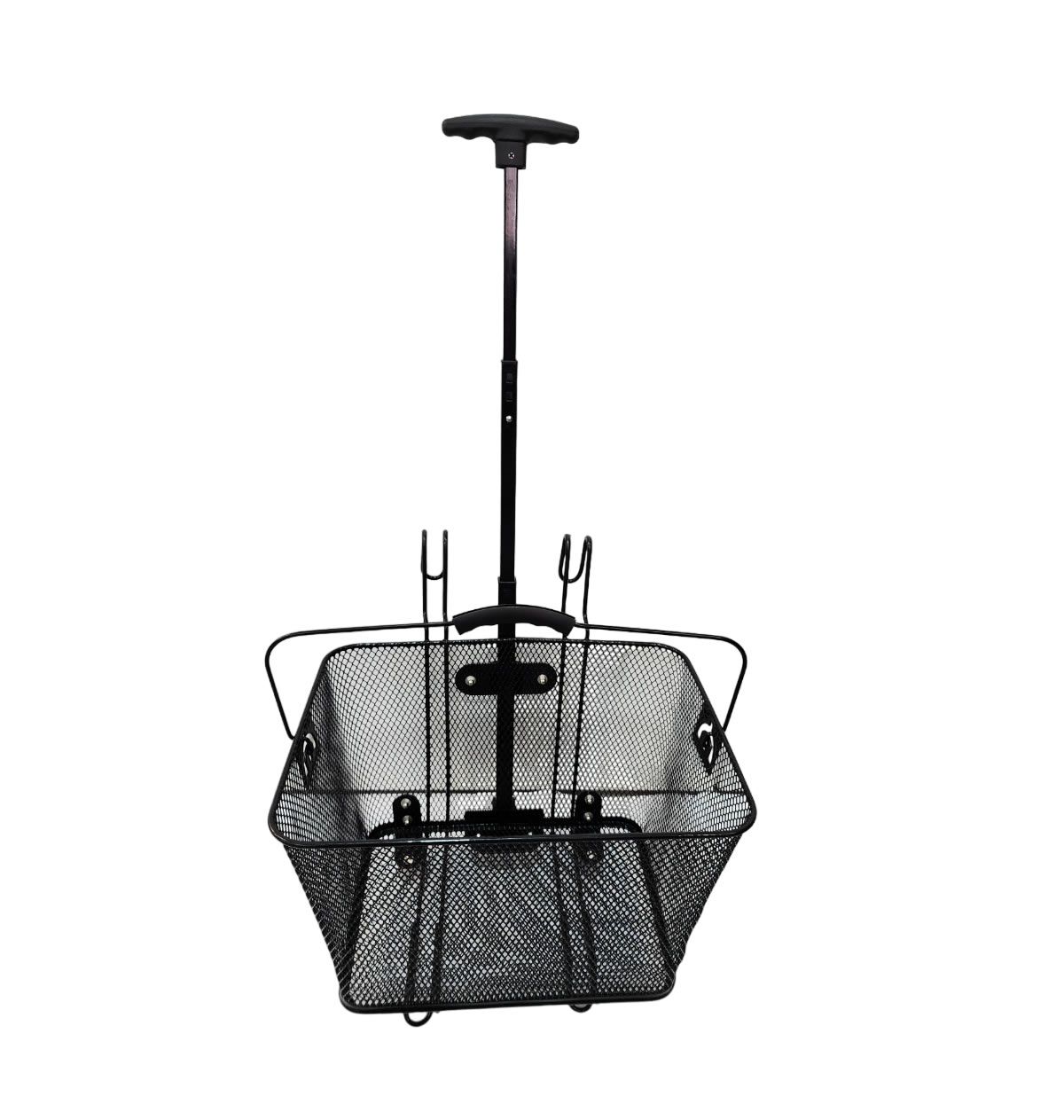 CESTA ARAMADA ELLEVEN CARRINHO 2 EM 1 40X30X22CM COM ALÇA - PRETO