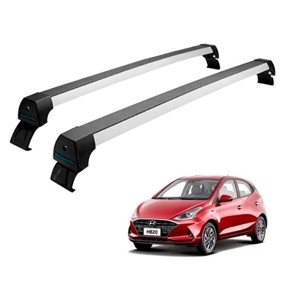 RACK LONG LIFE SPORT ALUM. PRATA P/ HYUNDAI HB20 HATCH - 2020 EM DIANTE (AHB20N)