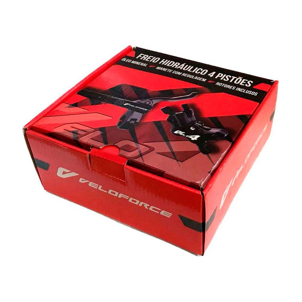 FREIO DISCO VELOFORCE HIDRÁULICO 4 PISTÕES C/ FLUIDO MINERAL (PAR) - PRETO