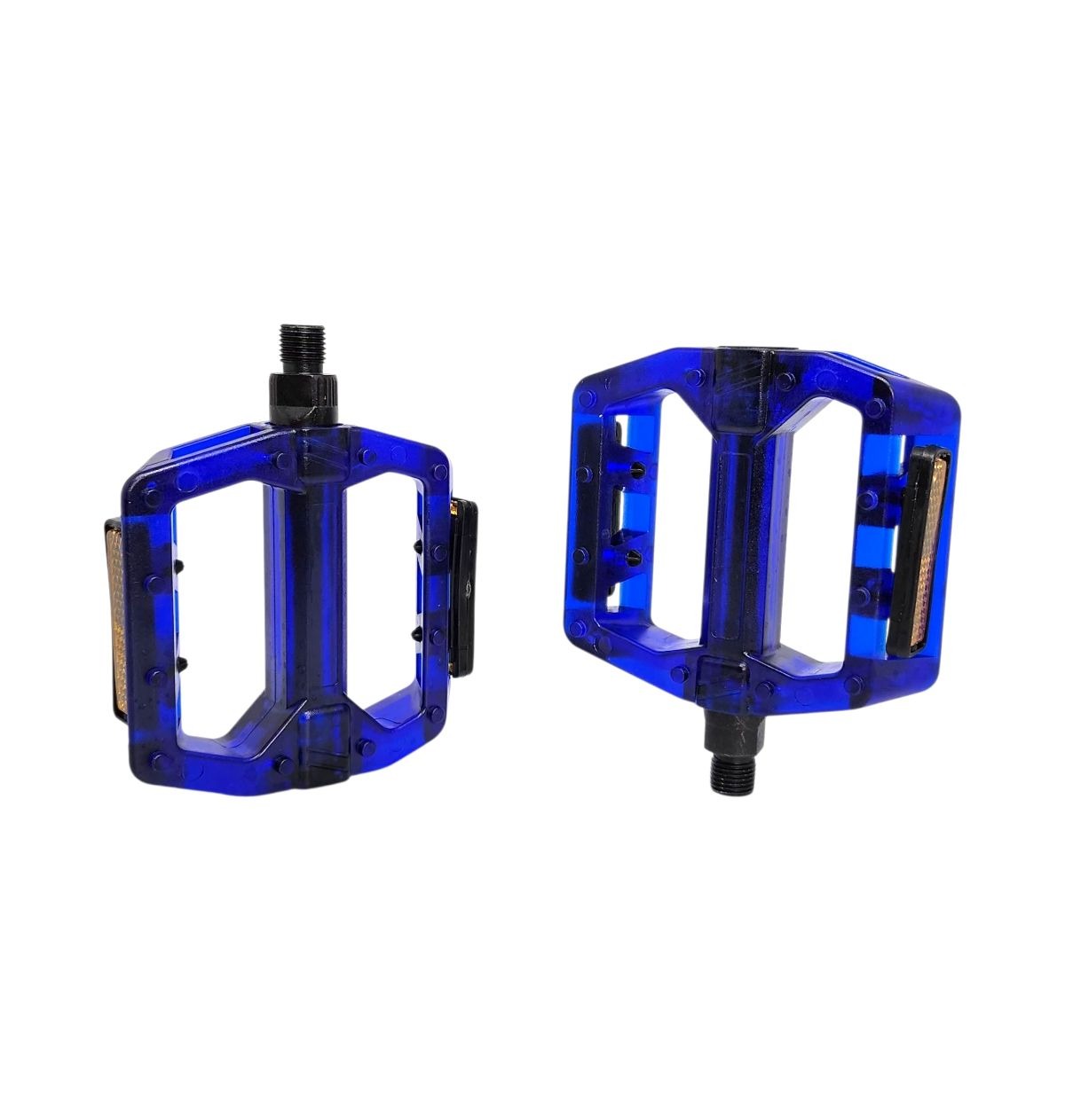 PEDAL PLATAFORMA 9/16 ESFERADO ACRÍLICO COM REFLETOR TRANSPARENTE AZUL