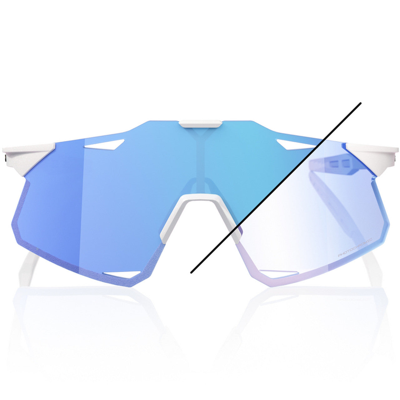 Oculos 100% Hypercraft - Bastille Le - Pearl White Glitter - Blue Mirror Photochromic Preto