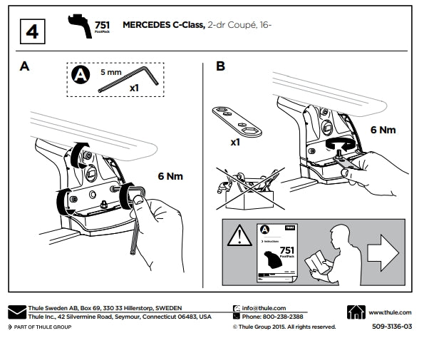KIT PARA SUPORTE DE BARRAS THULE (3136 D) MERCEDES C CLASS (183136)