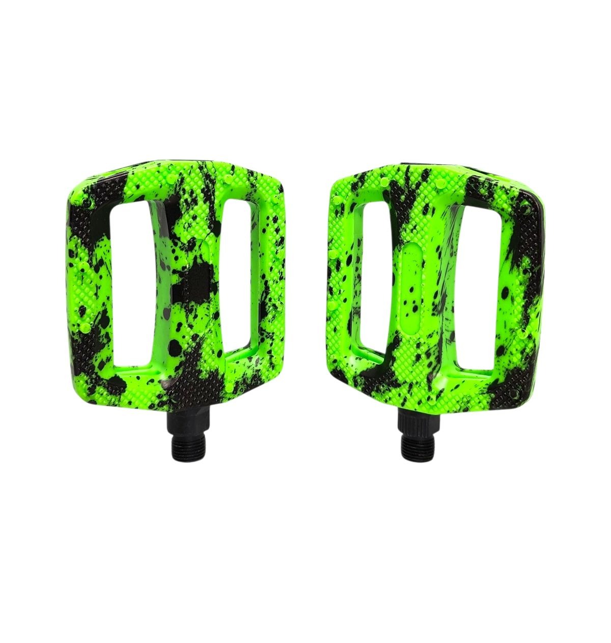 PEDAL PLATAFORMA 9/16 EM NYLON ESFERADO CAMUFLADO COM REFLETOR PRETO/VERDE