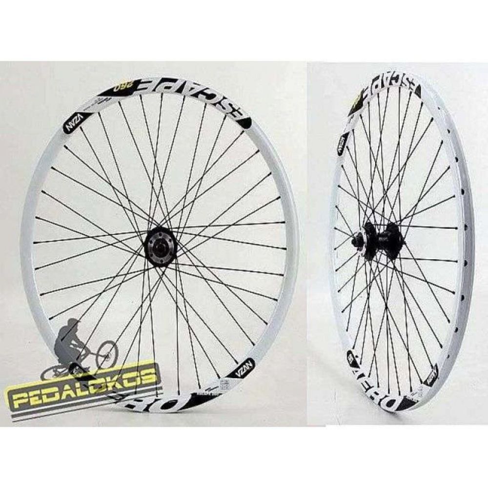 RODAS 26 AERO VZAN CUBOS ROSCA DISC C/BLOC.RAIO INOX - BRANCO
