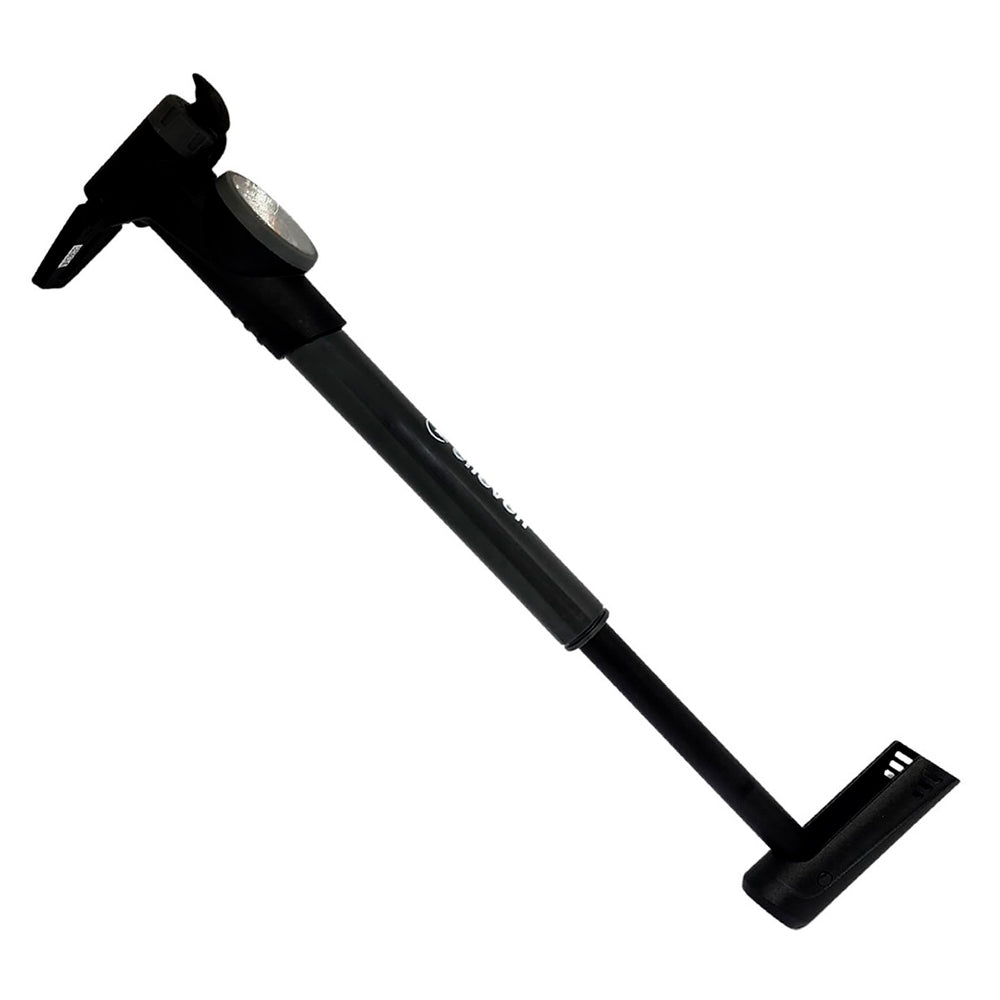 BOMBA ELLEVEN MINI ERGO BICO AUTOMATICO C/ MANÕMETRO E SUPORTE (120PSI) - PRETO