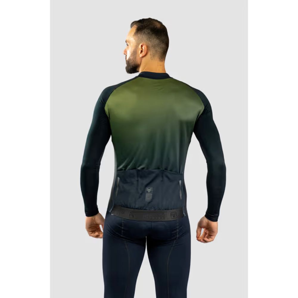 Camisa Ciclismo Free Force Start Manga Longa Gradient Olive Peluciada