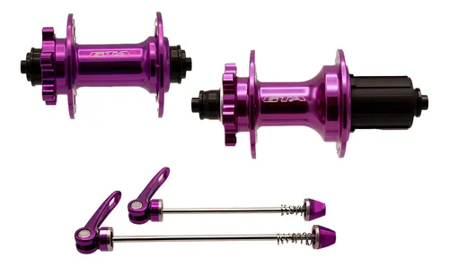 Cubo alumínio GTA par com rolamento ROXO para cassetes de 8 a 12 velocidades com blocagem freehub 6 paws