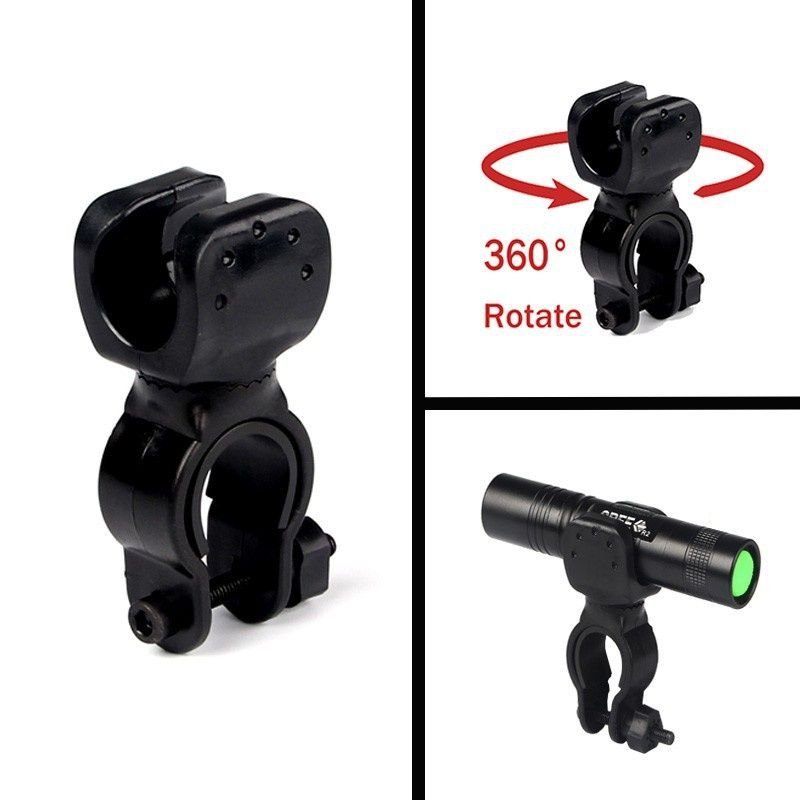 SUPORTE PARA LANTERNA COM ABRAÇADEIRA BASE GIRATÓRIA (ÚNICO) - PRETO