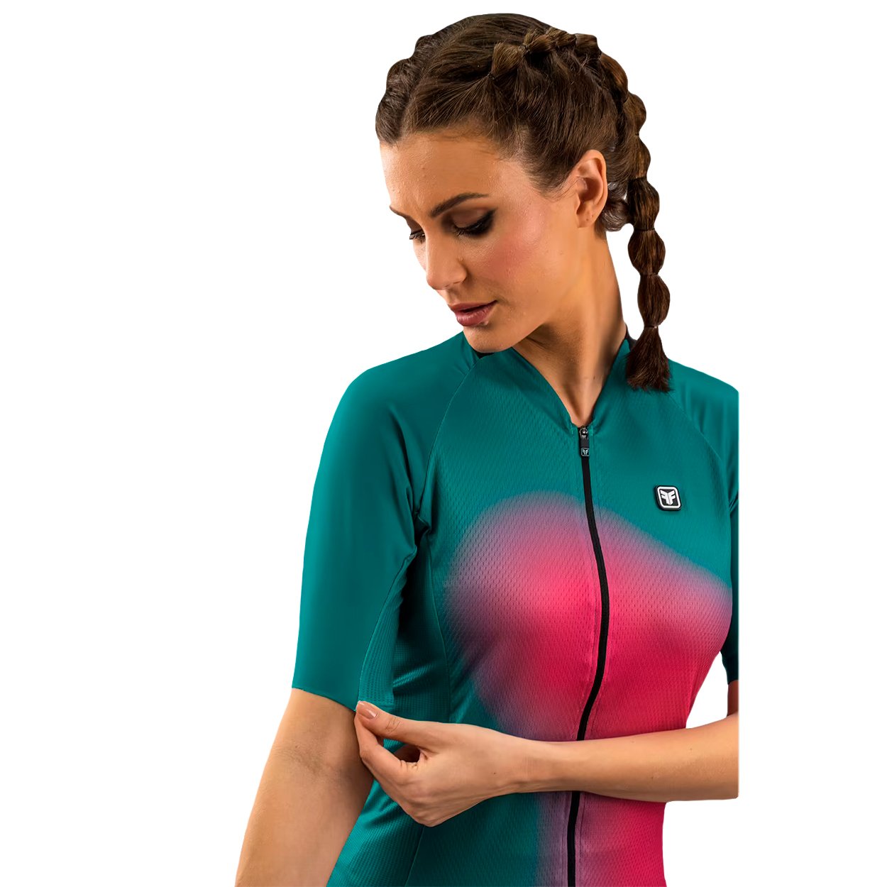CAMISA CICLISMO FREE FORCE START ALL FIT FEMININA - VERDE/ROSA - M