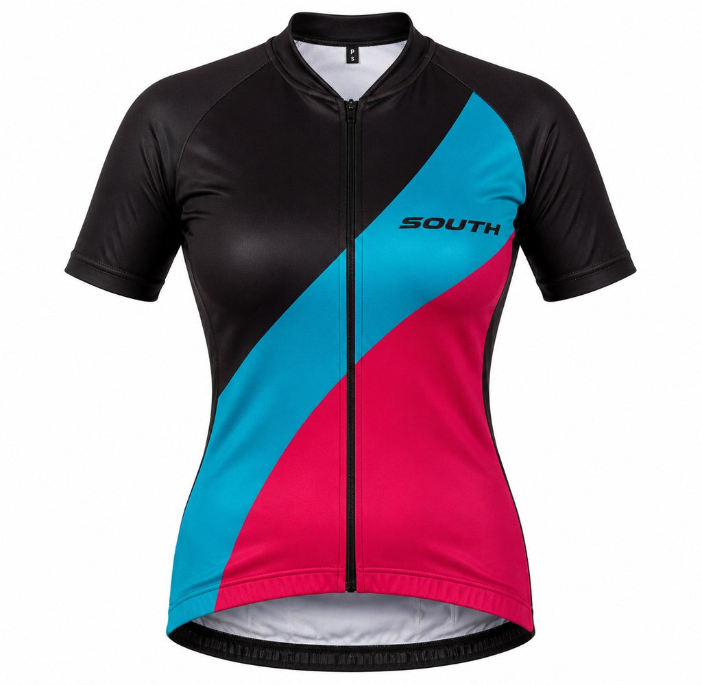 CAMISA CICLISMO FEMININO REFACTOR SOUTH PRETO/AZUL/PINK
