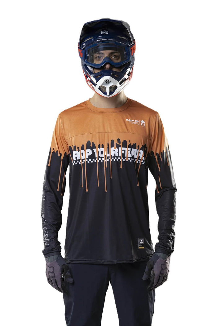 CAMISA JERSEY AIR PHANTOM | HELMET SW | MANGA LONGA - PRETO/CENOURA / M