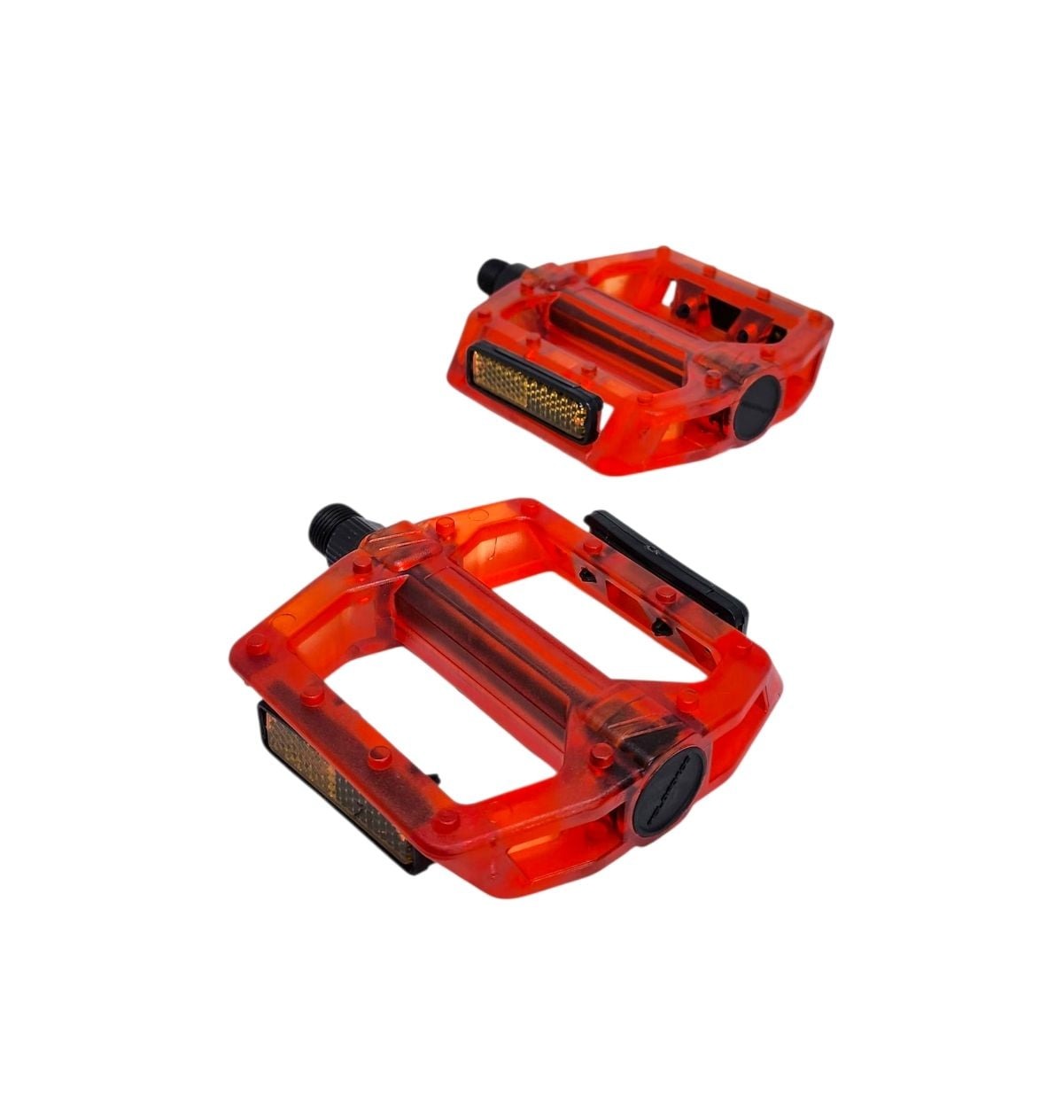 PEDAL PLATAFORMA 9/16 ESFERADO ACRÍLICO COM REFLETOR TRANSPARENTE VERMELHO
