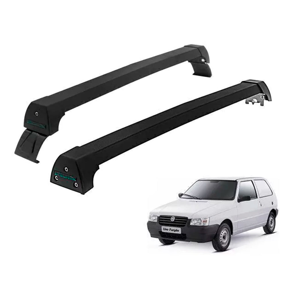 RACK LONG LIFE SPORT ALUM. PRETO P/ FIAT UNO MILLE S/ LONG - ATÉ 2010 (PF-2) - PRETO