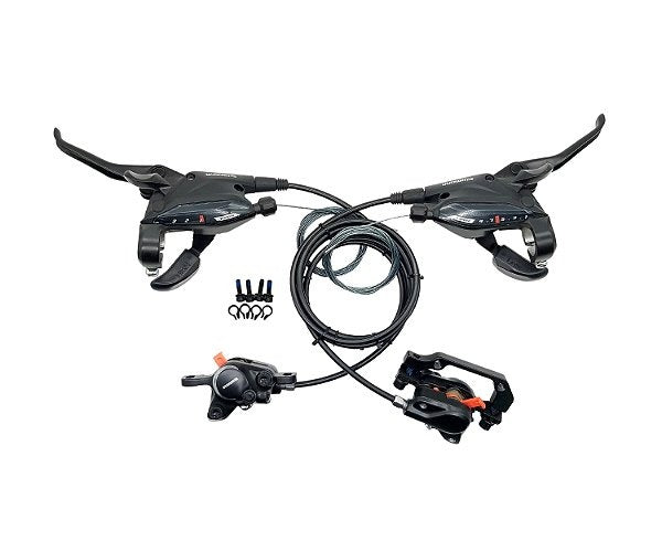 PAR FREIO DISCO HIDRÁULICO SHIMANO ACERA MT200 C/ ALAVANCA ST-EF505 3x9v 27V