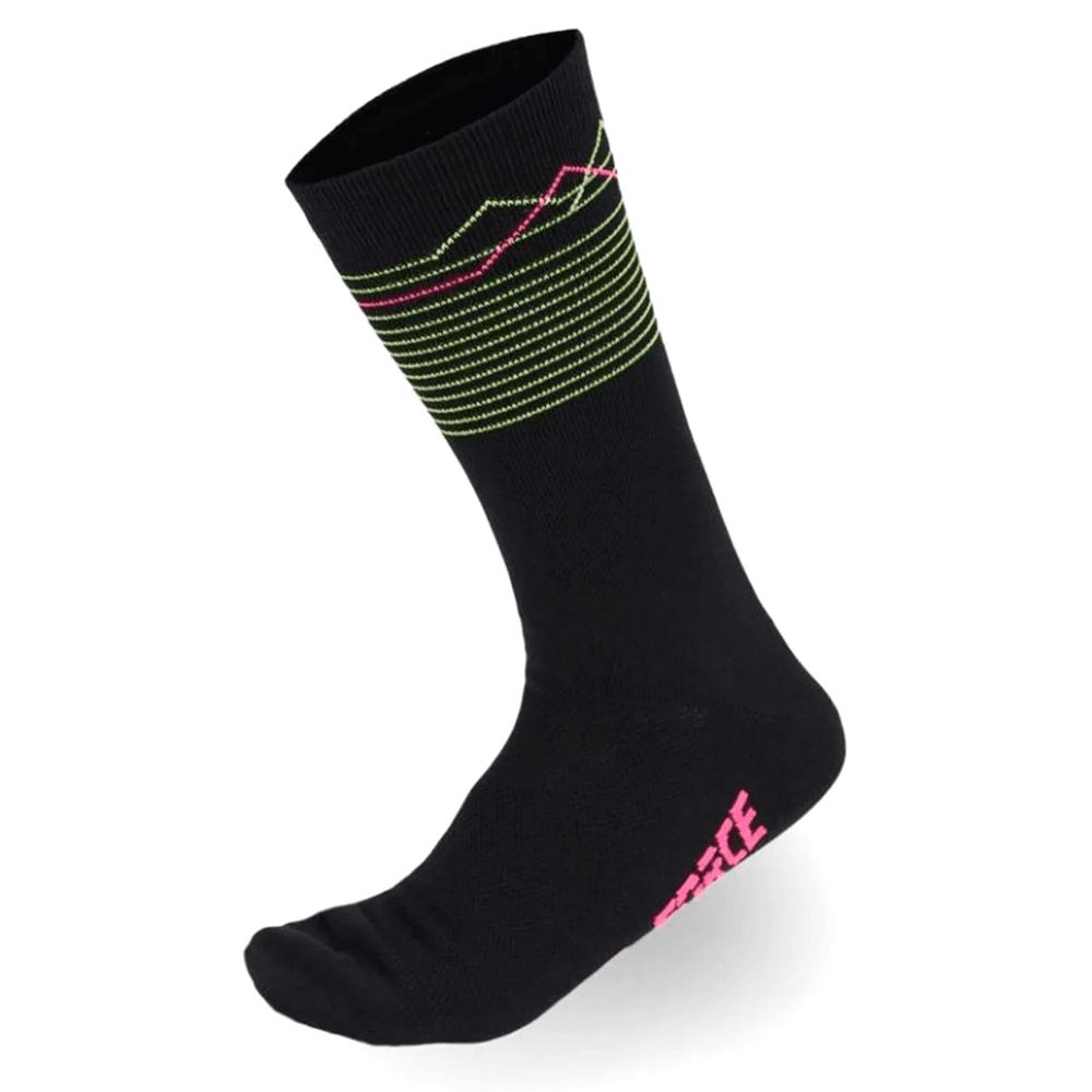 MEIA CICLISMO FREE FORCE LINE - PRETO/ROSA/VERDE - Único
