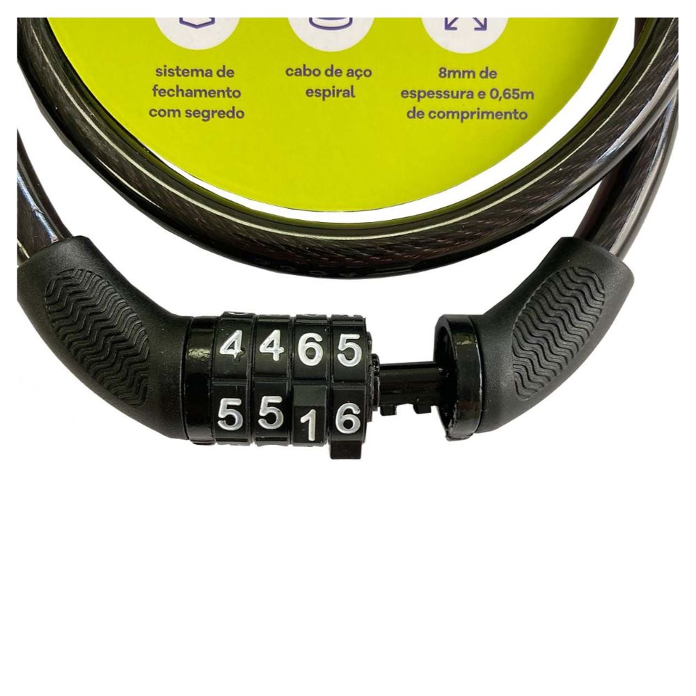 CADEADO 8MM X 65CM ELLEVEN SEGREDO - PRETO